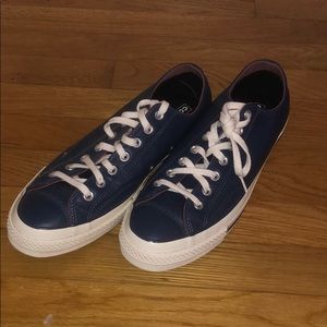 Blue  Leather Converse